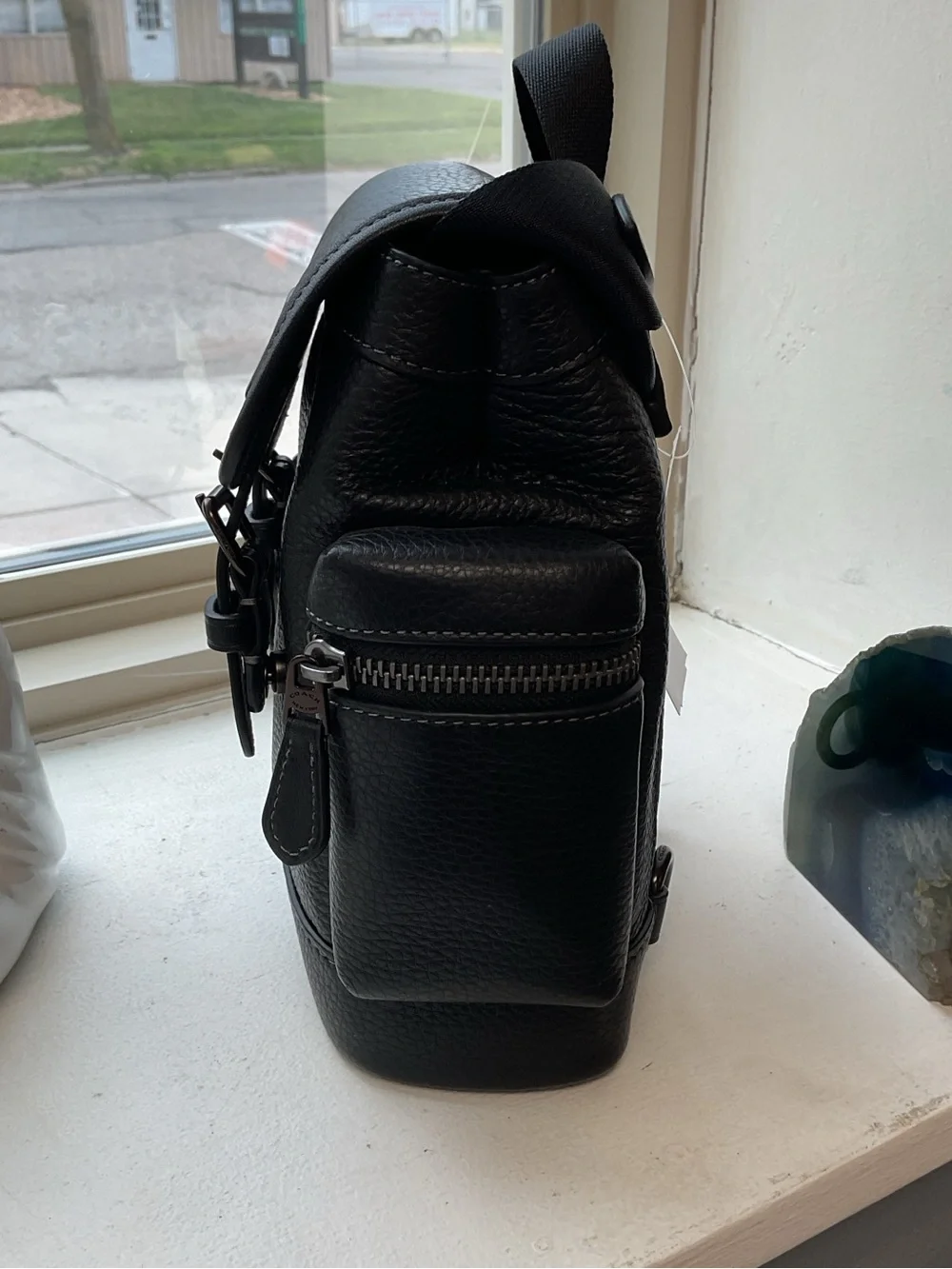 Coach NWT Sprint Sling Pack Black Leather Crossbody Backpack